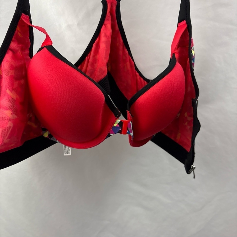 Victorias Secret Sport VSX Logo Front Close Zip Sports Bra 34C Multicolor - Picture 4 of 9